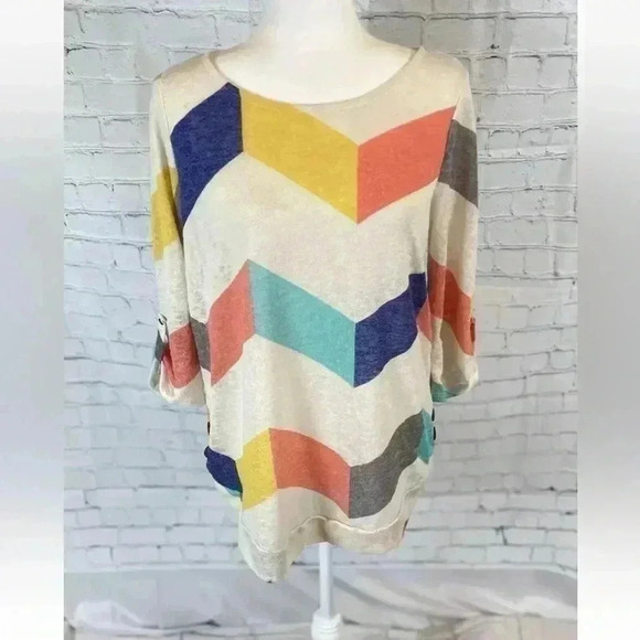 Flamingo Urban Tops - FLAMINGO URBAN Fashion Break Stripe Adjustable 3/4 Sleeve‎ Scoop Woman’s Size M